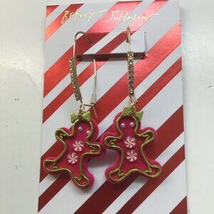 Betsey Johnson New Hot Pink Gingerbread Earrings